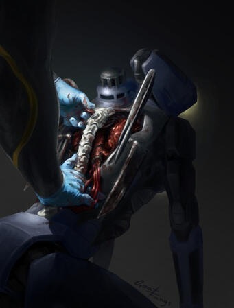 rendered artwork (thigh-up + offscreen character's limbs + detailed design)