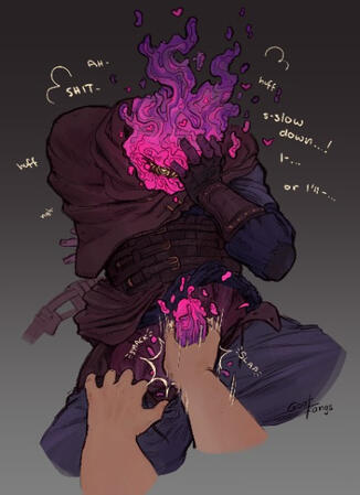 coloured drawing (thigh-up + offscreen character's limbs)